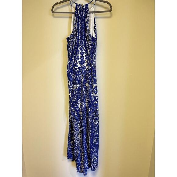 Alice and Trixie Blue White Silk Maxi Dress - Picture 4 of 6